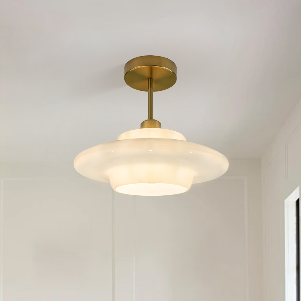 Modern White Glass Flush Mount Ceiling Light 