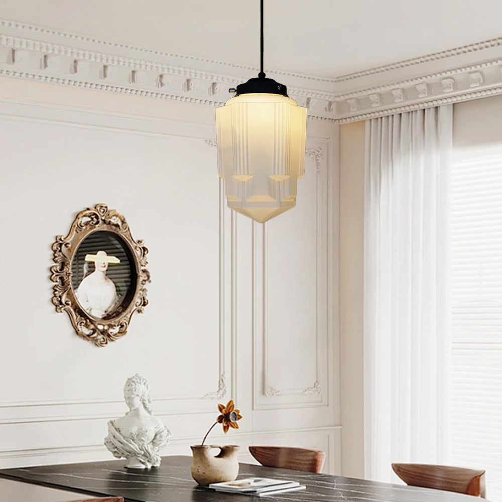 Vintage White Milk Glass Pendant Light