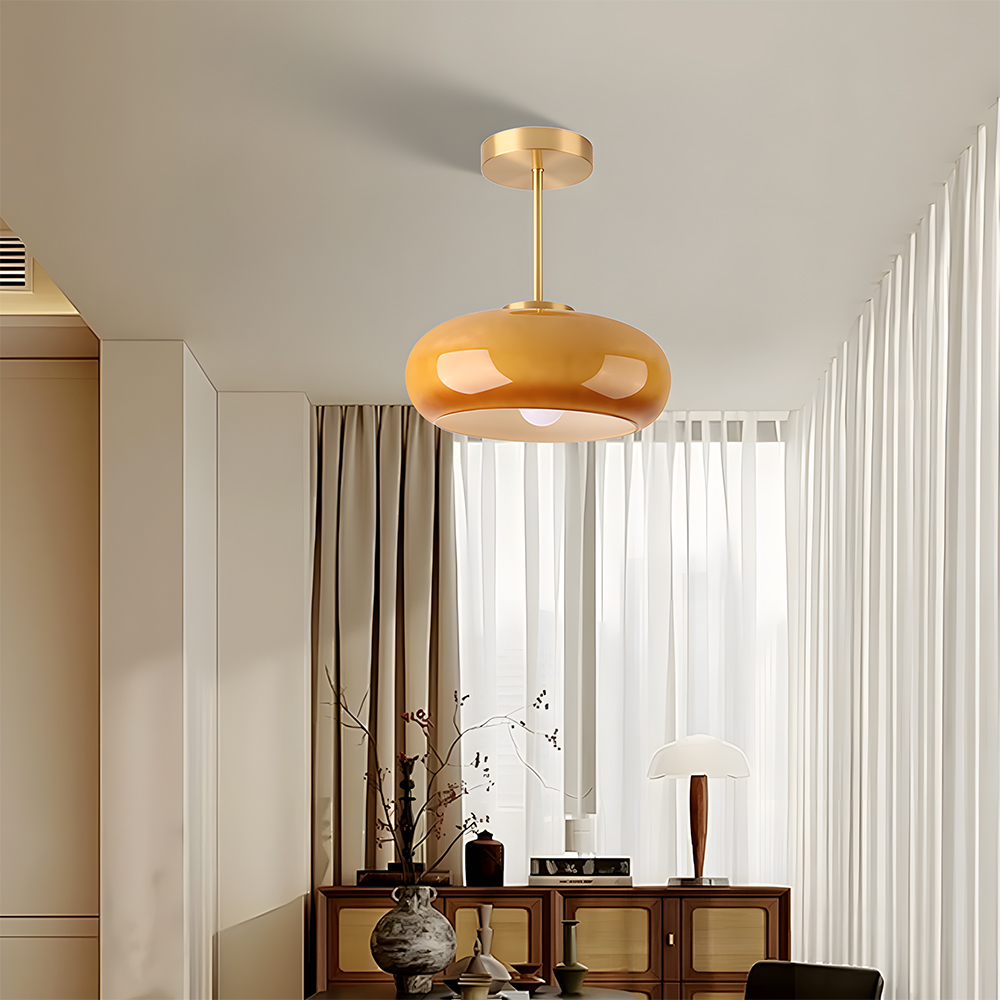 Modern Style Glass Flush Mount Ceiling Light with Gold Base