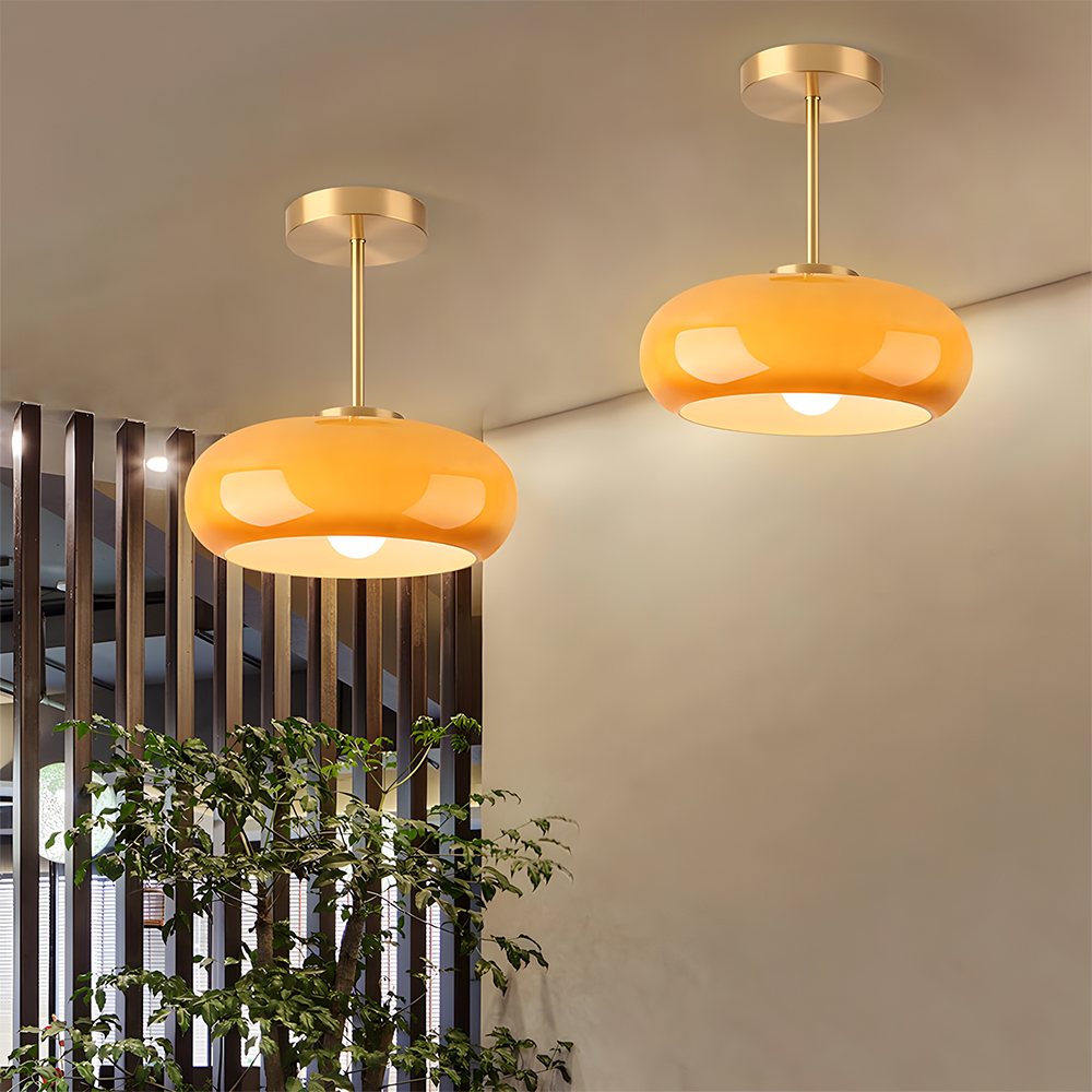 Modern Style Glass Flush Mount Ceiling Light with Gold Base