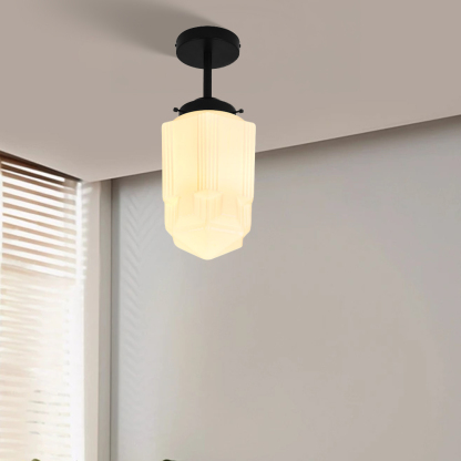 Vintage Glass White Flush Mount Ceiling Light For Bedroom