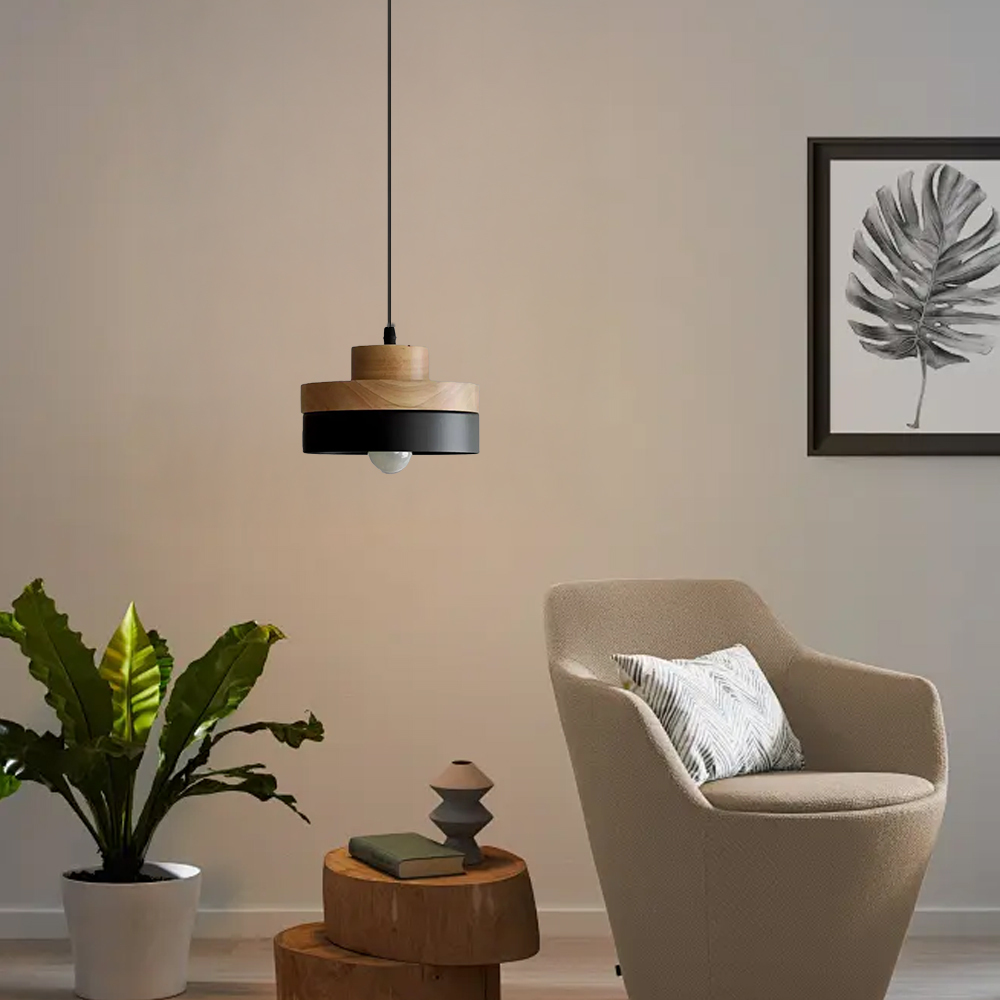 Medieval Plug-in Solid Wood Pendant Hanging Light