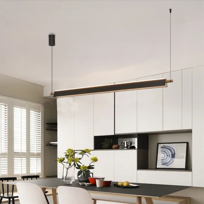 Minimalist Modern LED Black Up-and-Down Lighting Linear Pendant 