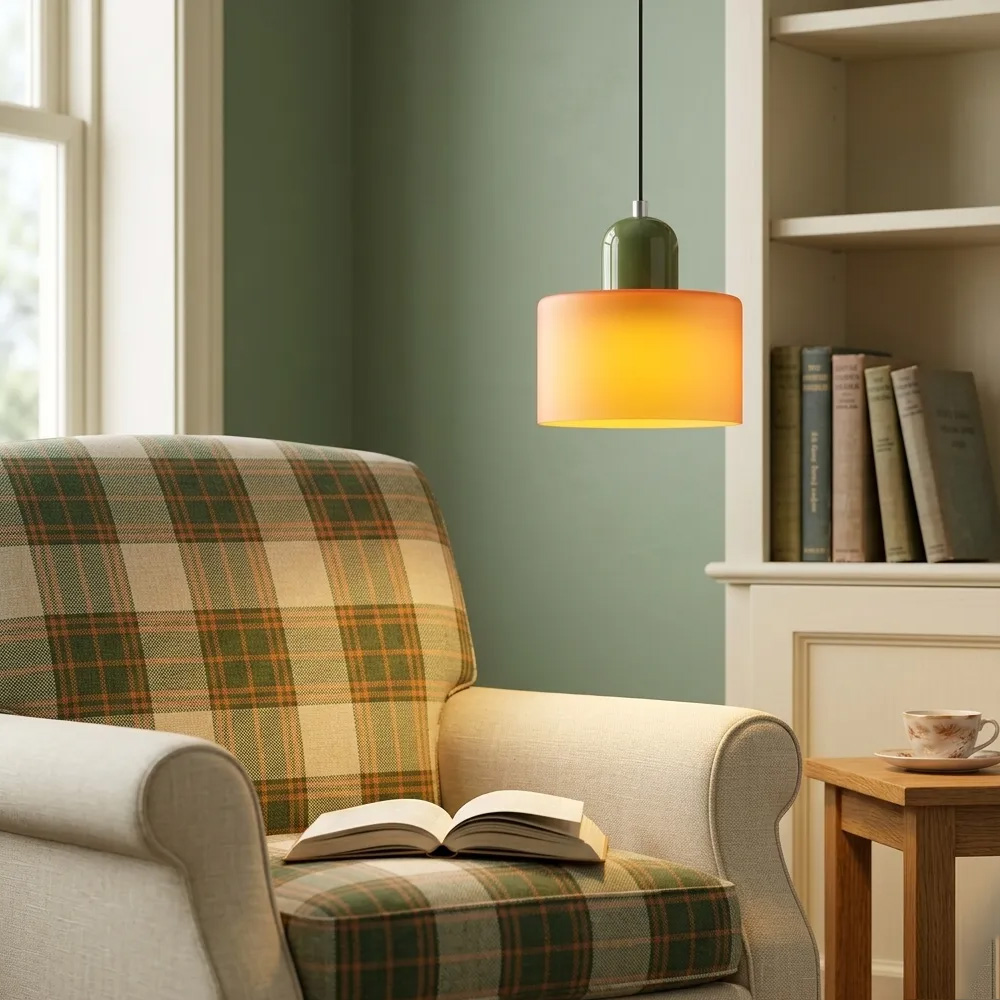 Bauhaus Small Orange Glass Pendant Light