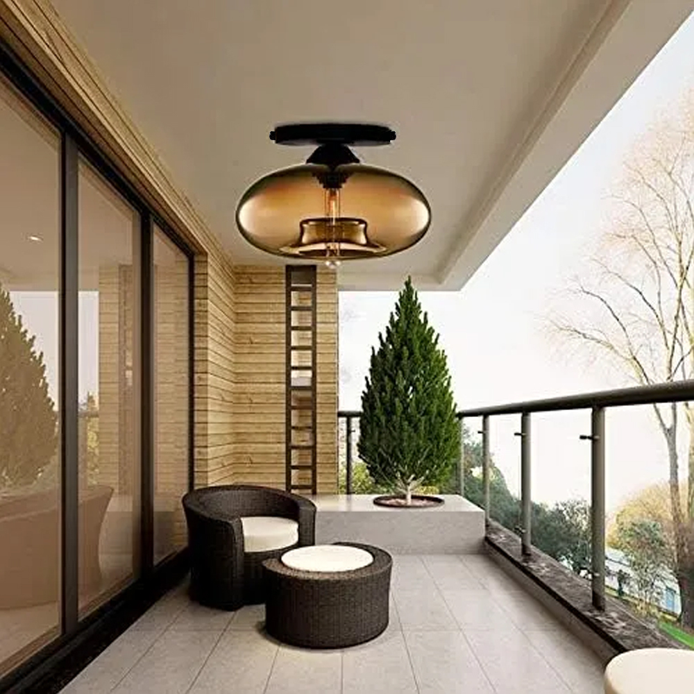 Industrial Globe Glass Hallway Ceiling Lights