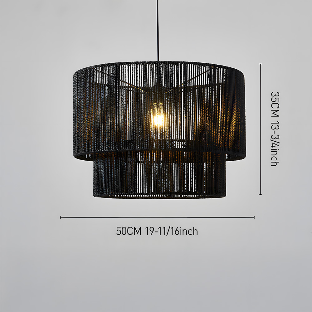 Rustic Industrial Pendant Light with Hemp Rope Iron Frame