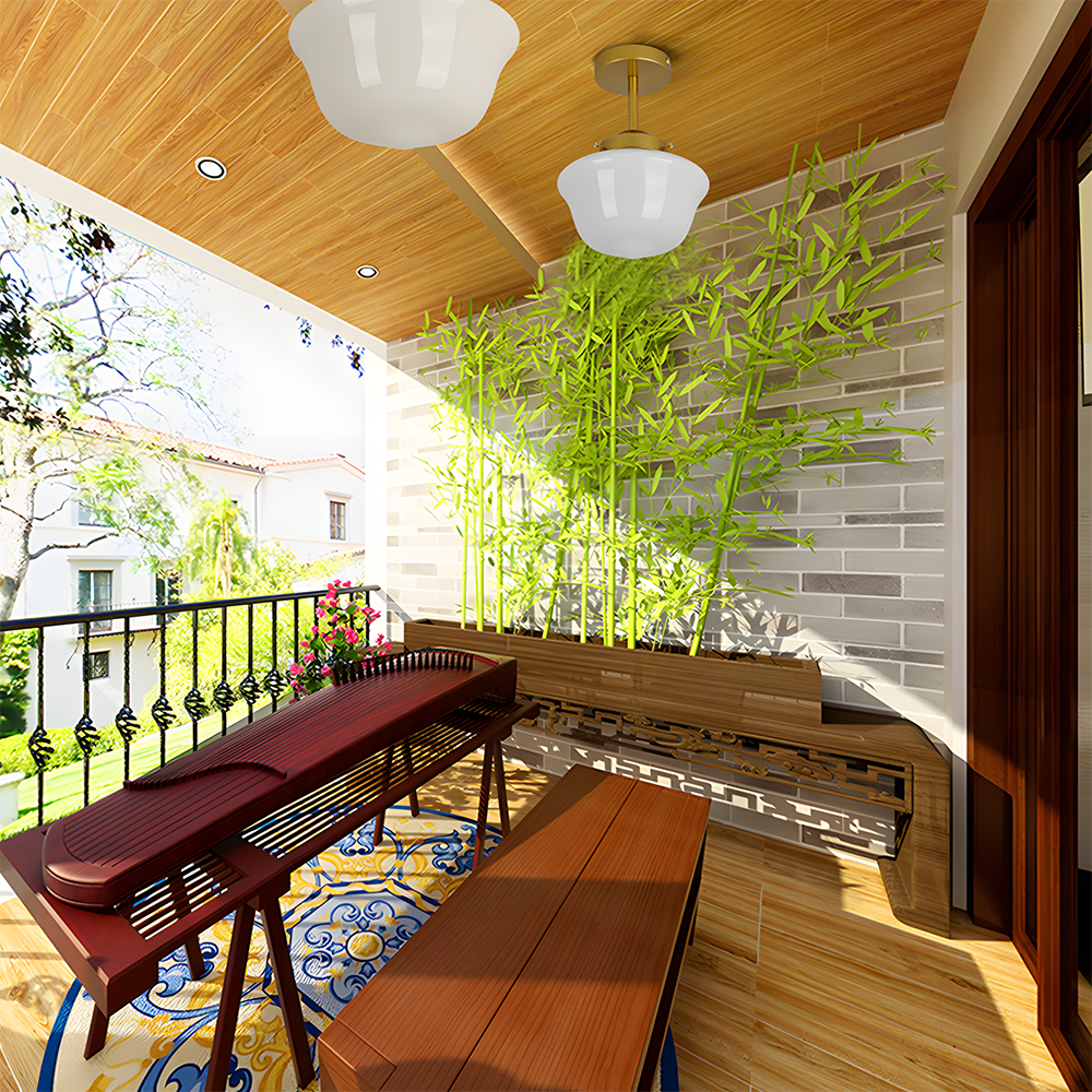 Vintage Glass White Flush Mount Ceiling Light For Bedroom