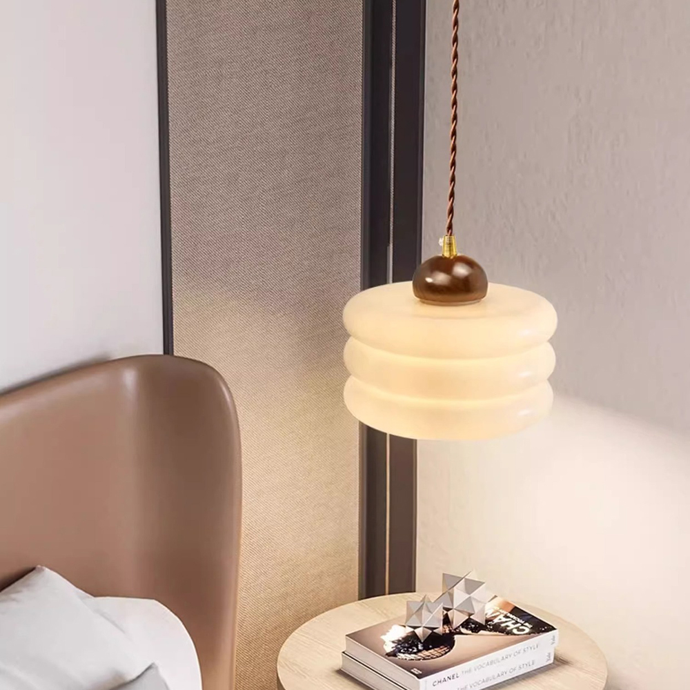 Contemporary Multi-layer Cake White Glass Pendant Light for Dining Room