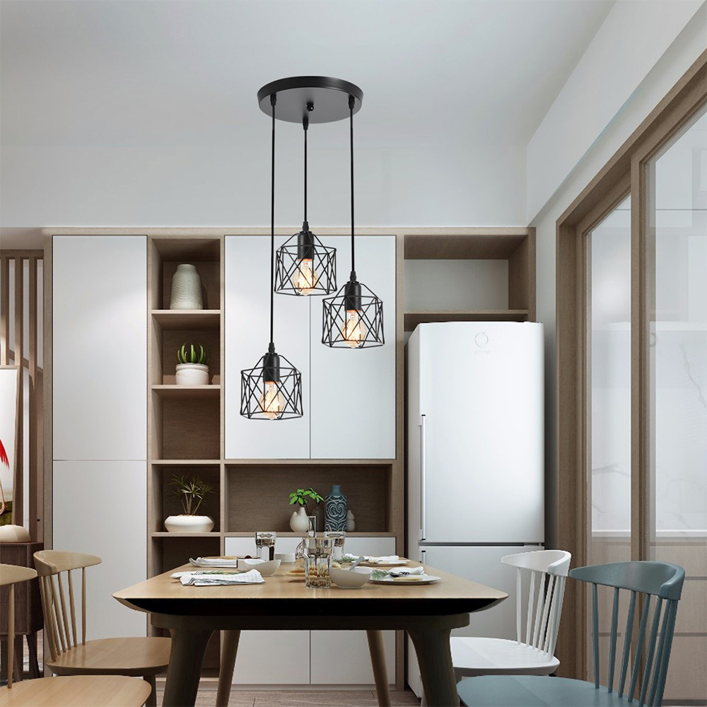 Industrial Black Iron 3 Light Pendant Light