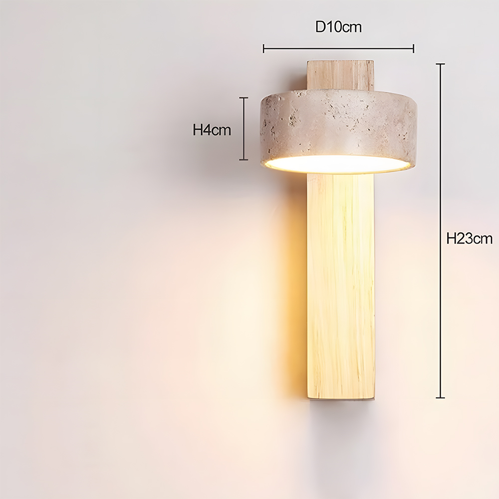 Decorative Elegant Wood and Stone Wall Light with Pull Chain