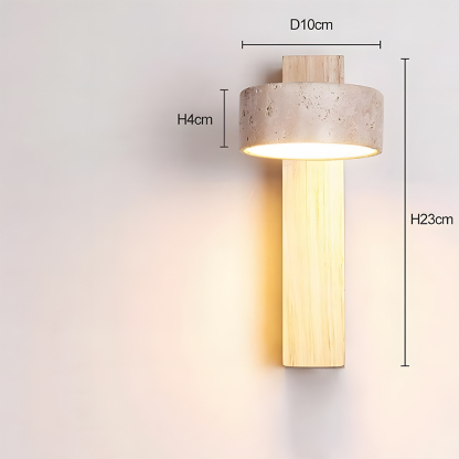 Decorative Elegant Wood and Stone Wall Light with Pull Chain