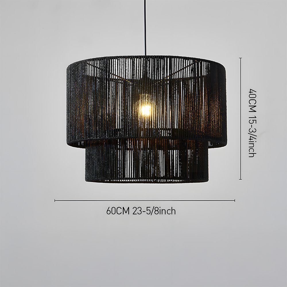 Rustic Industrial Pendant Light with Hemp Rope Iron Frame