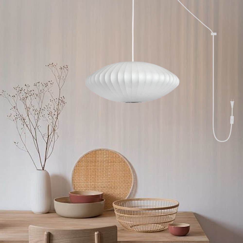 Minimalist White Bubble Plug in Pendant Light