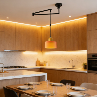 Modern Bauhaus Glass Adjustable Swing Arm Pendant Light