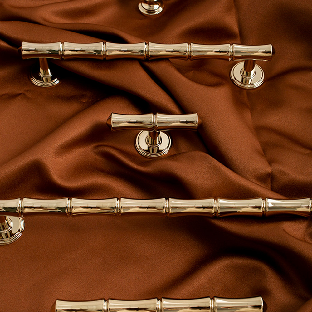 Light French Bamboo Polished Brass Drawer Pulls