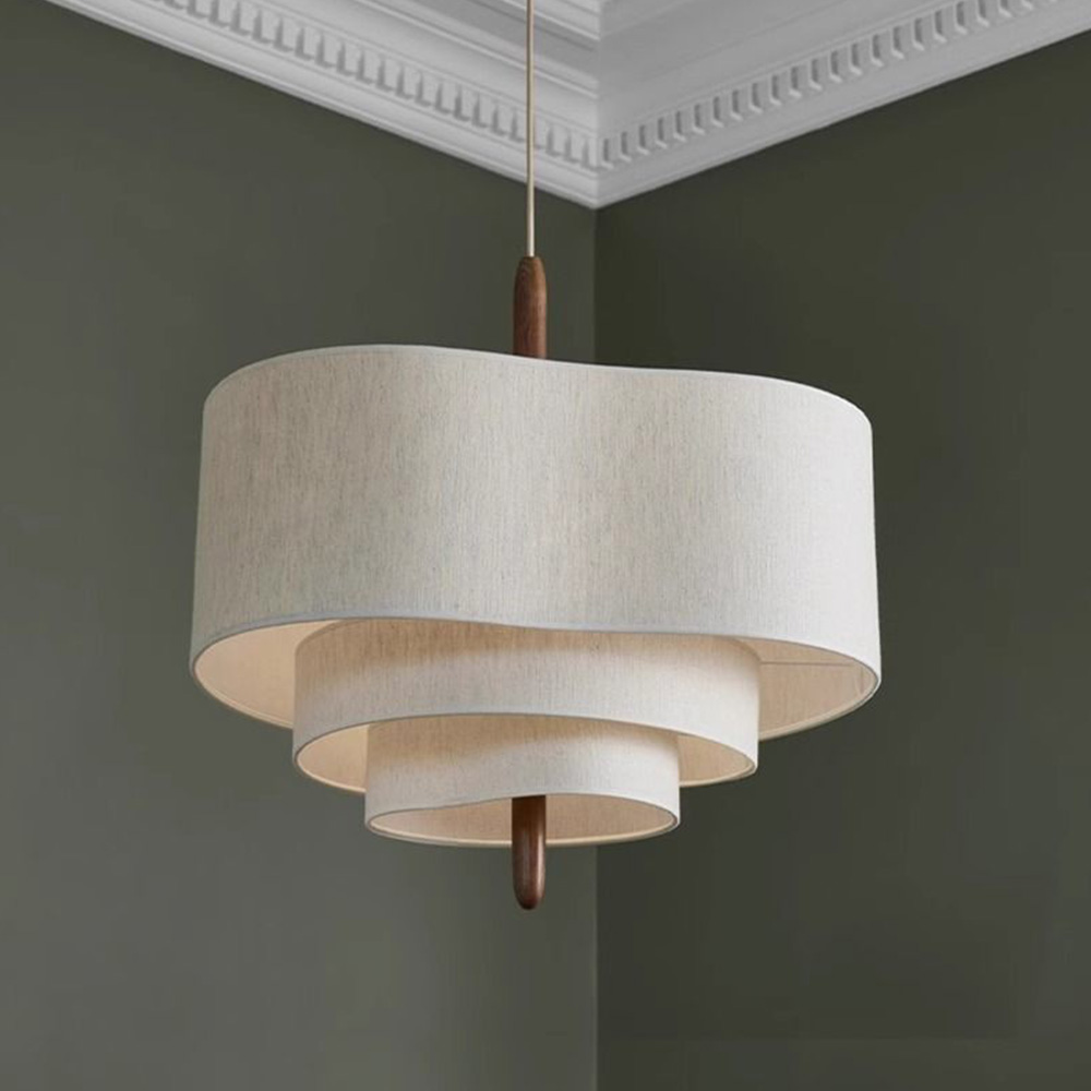 Vintage Wabi-Sabi Cream Fabric Pendant Light Chandelier