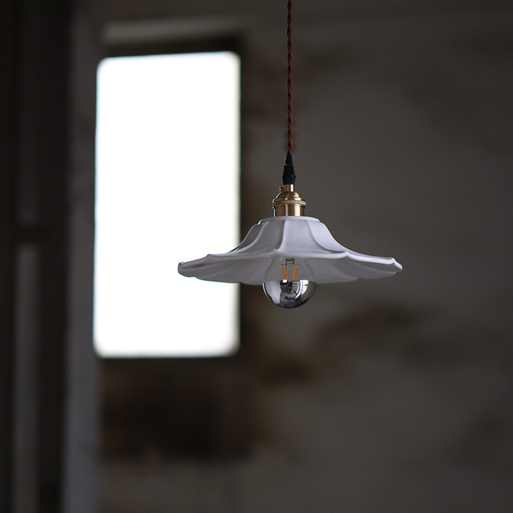 Homdiy Pendant Light Vintage White Copper Bedroom Pendant Lights