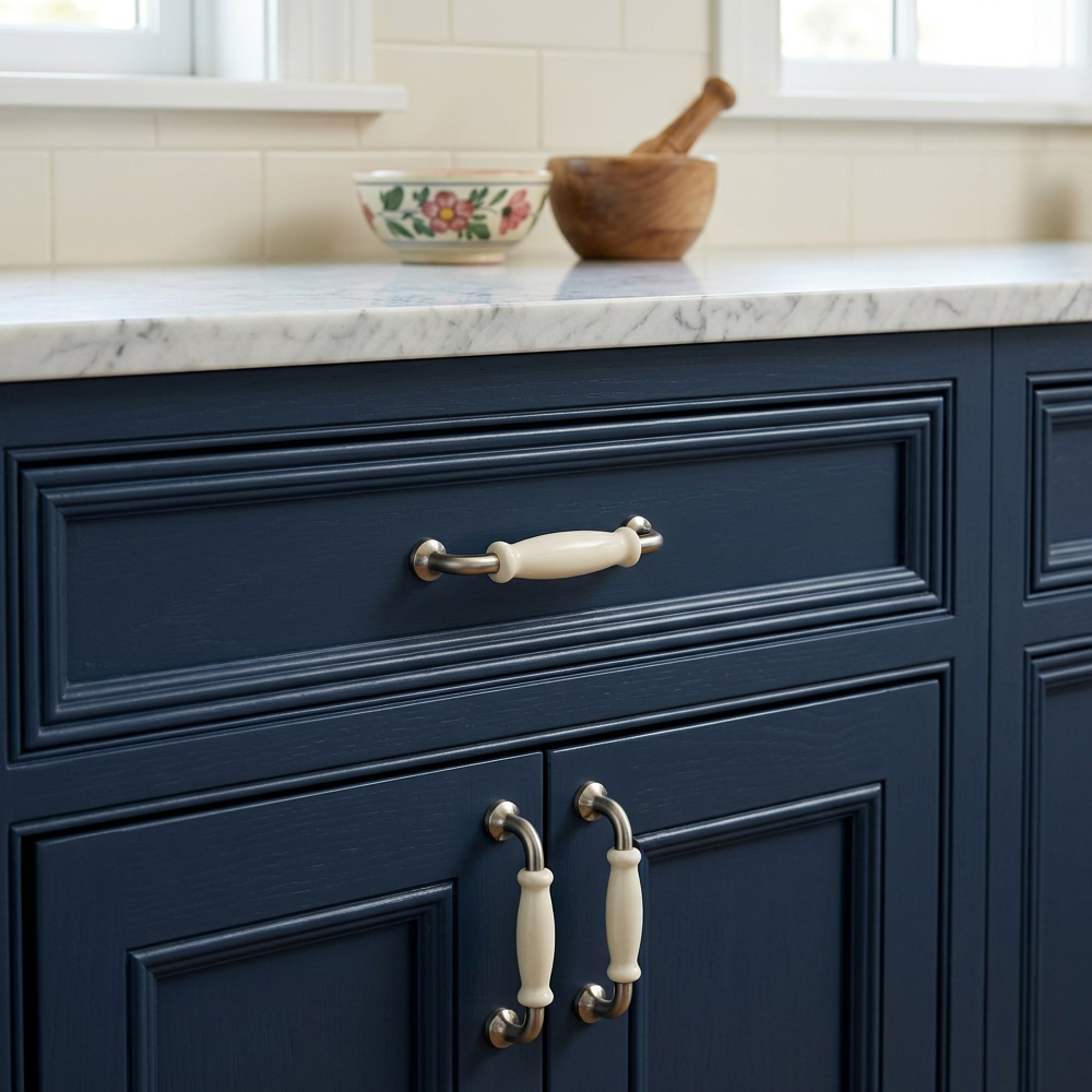 European Ceramic Zinc Alloy Bathroom Drawer Pulls