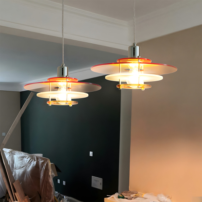 Modern UFO Pendant Light Iron Acrylic Multi-Layer Lamp