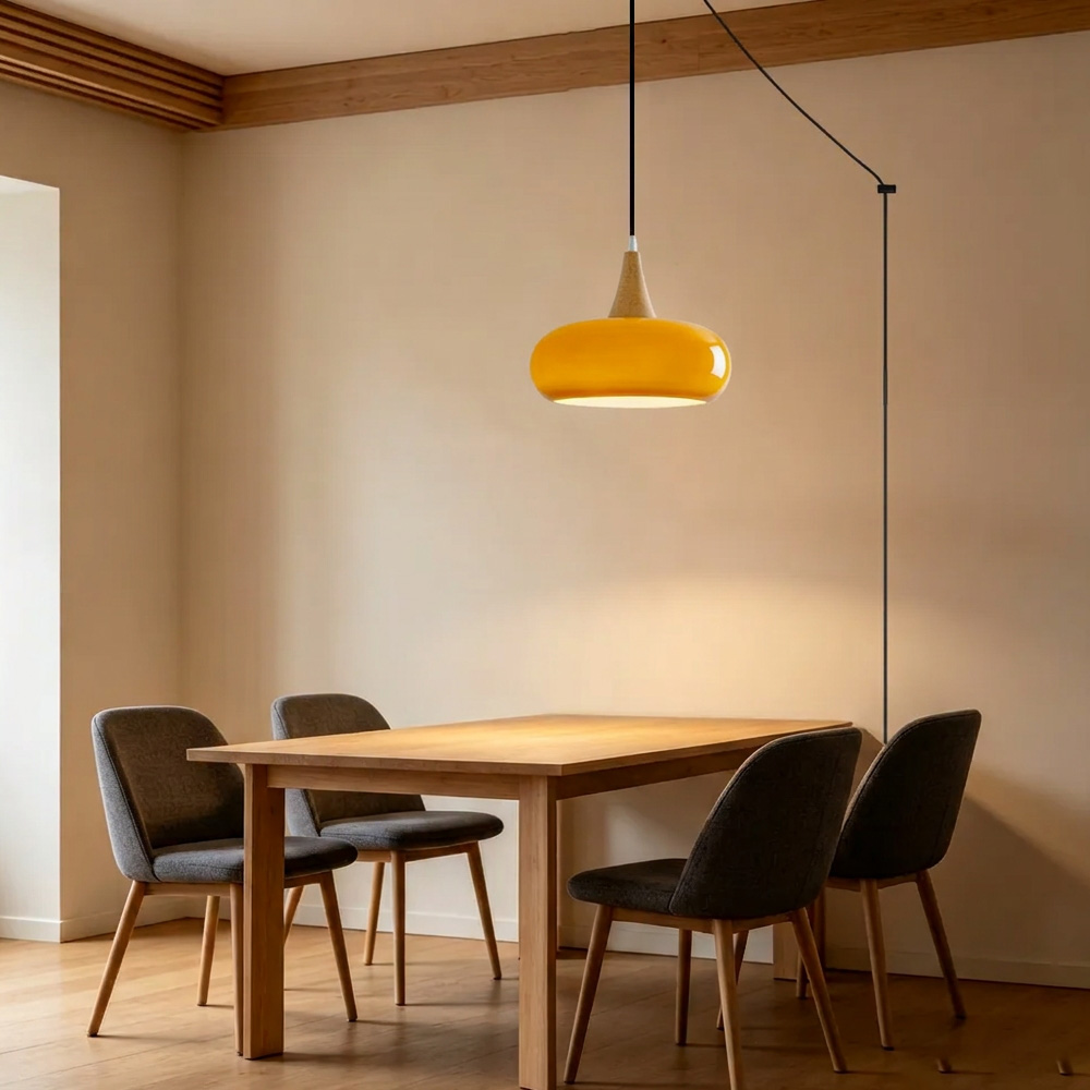 Nordic Minimalist Wood Cream Pendant Light for Bedrooms