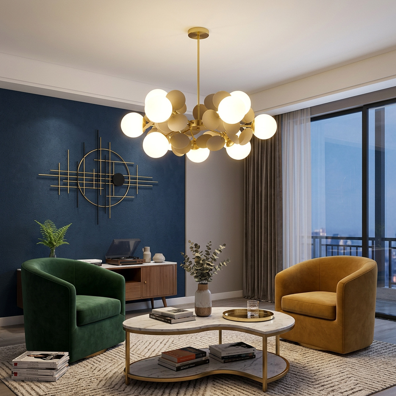 Design Multicolored Flower Branch Chandelier for Living Room