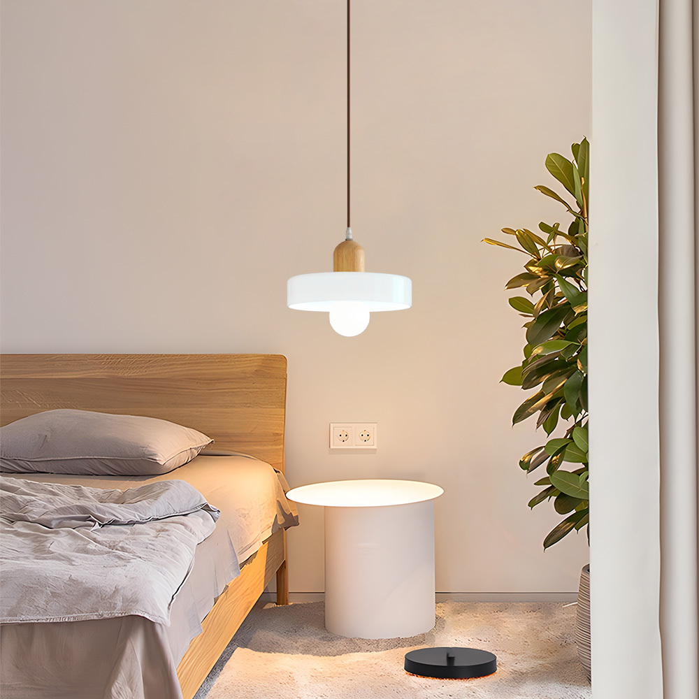 Bauhaus Glass Wood Pendant Lights For Dining Room