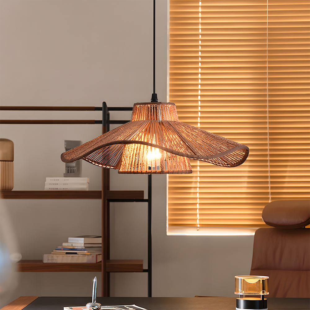 Modern Wooden Paper Woven Pendant Light for Kitchen