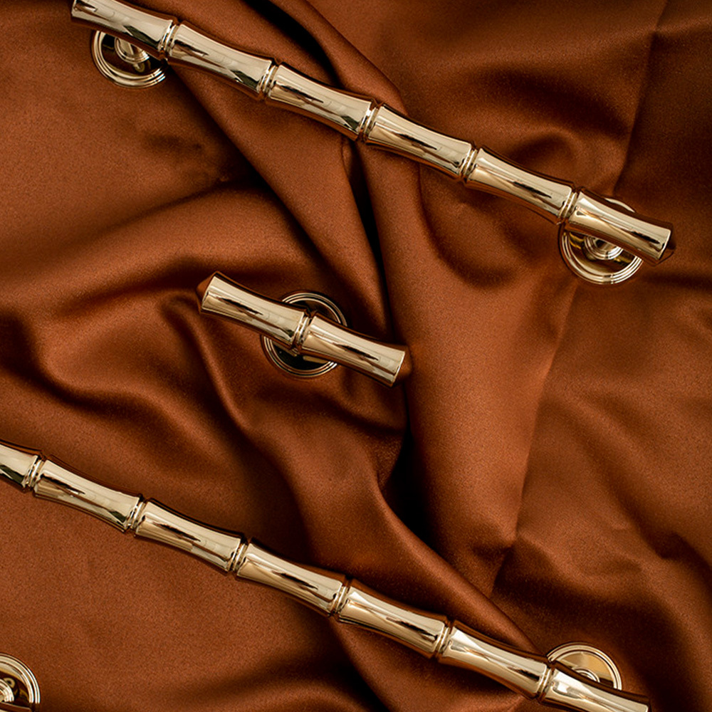 Light French Bamboo Polished Brass Drawer Pulls