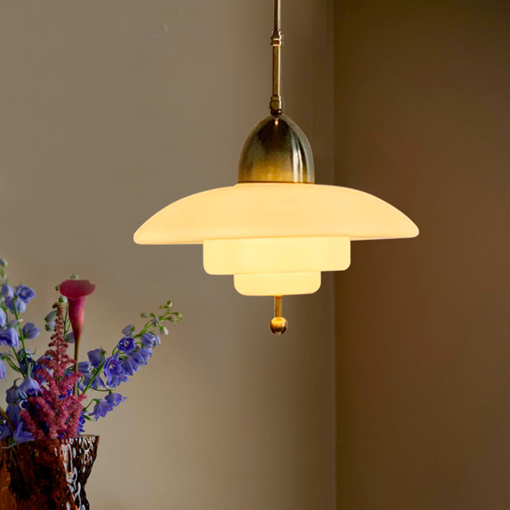 【新品未開封】バウハウス風ホワイトペンダントライト Retro Bauhaus White Pendant Light - Mid-Century Hanging Island