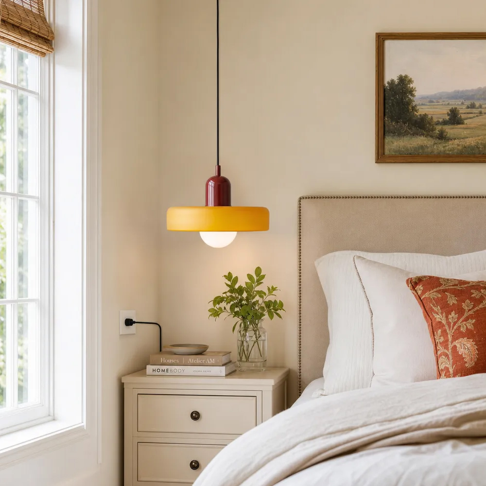Bauhaus Colorful Glass Plug-In Pendant Light for Modern Rooms