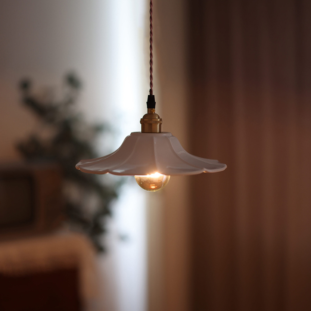 Rustic White Ceramics Pendant Light For Living Room