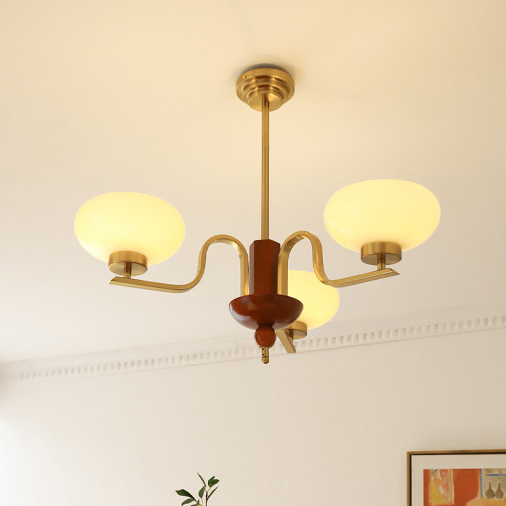 [Copy]Medieval Ball Glass Iron Brown Living Room Chandelier