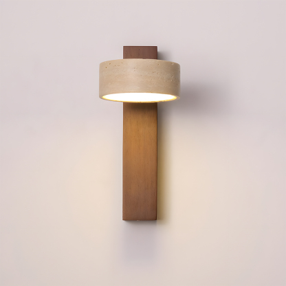 Decorative Elegant Wood and Stone Wall Light with Pull Chain