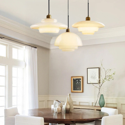 Mid Century Art Milk White Glass Pendant Light