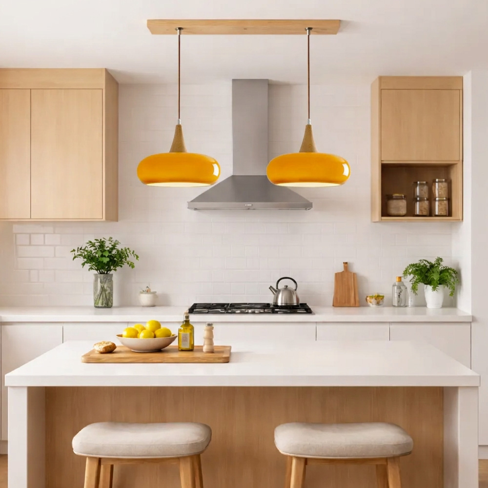 Nordic Minimalist Wood Cream Pendant Light for Bedrooms