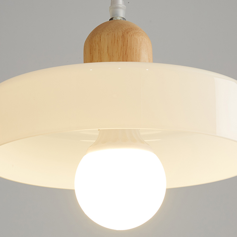 Bauhaus Glass Wood Pendant Lights For Dining Room