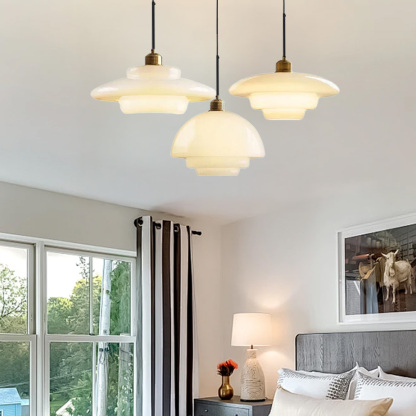 Mid Century Art Milk White Glass Pendant Light