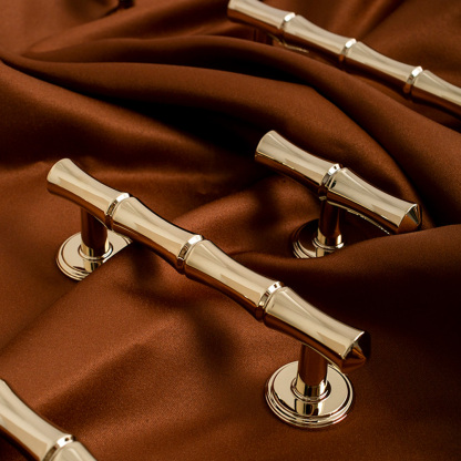 Light French Bamboo Polished Brass Drawer Pulls