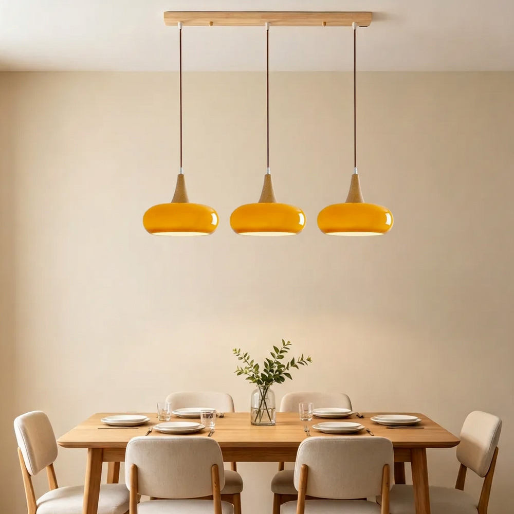 Nordic Minimalist Wood Cream Pendant Light for Bedrooms