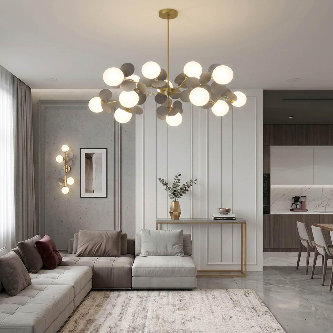 Design Multicolored Flower Branch Chandelier for Living Room