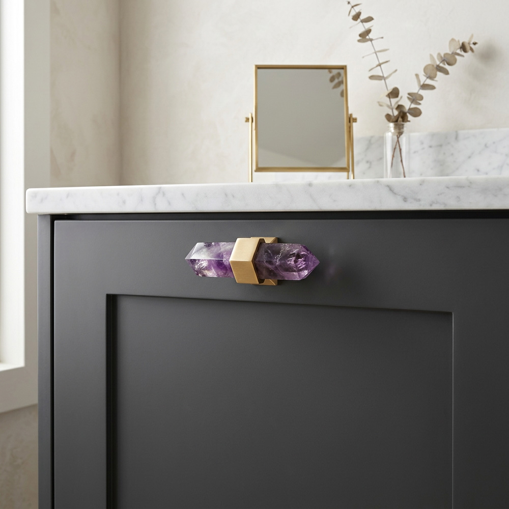 Nordic Natural Crystal Hexagonal Stone Drawer Pull