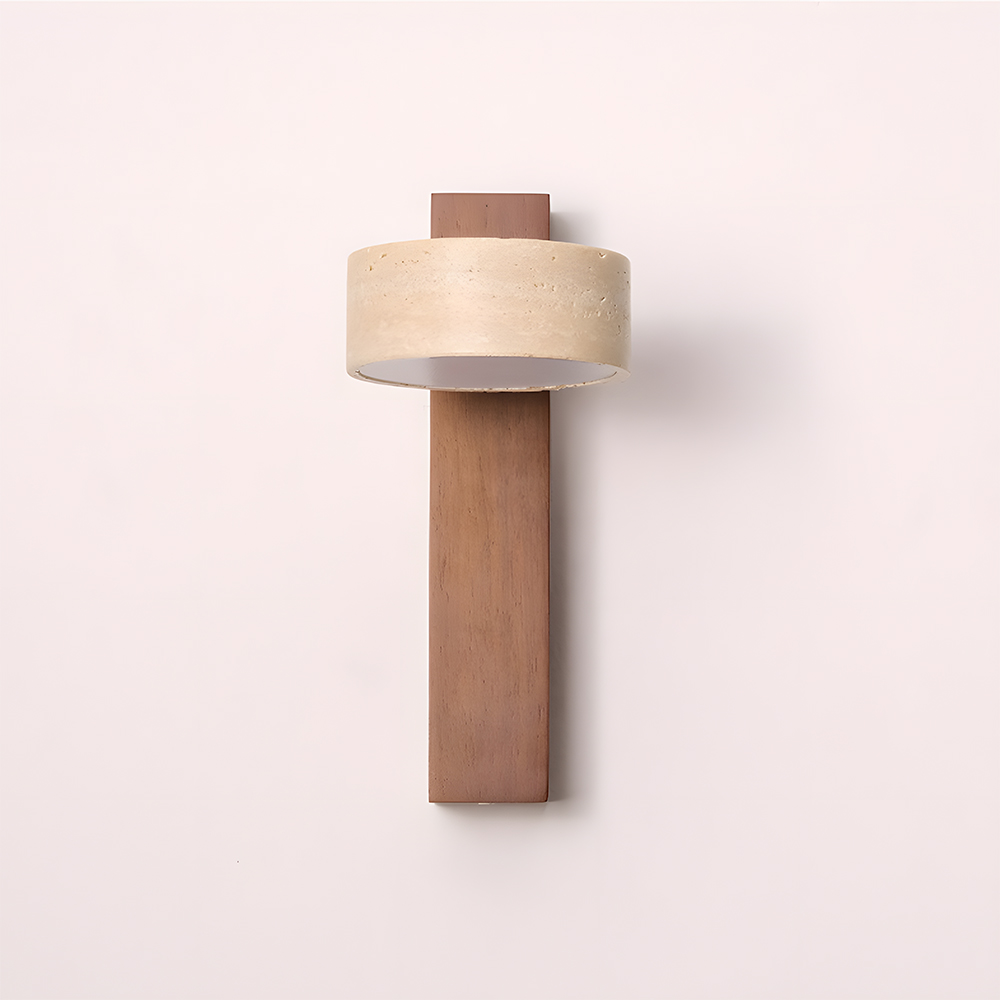 Decorative Elegant Wood and Stone Wall Light with Pull Chain