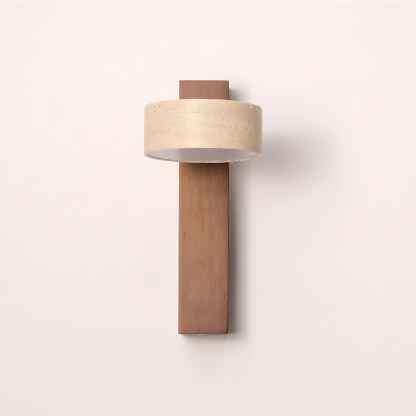 Decorative Elegant Wood and Stone Wall Light with Pull Chain