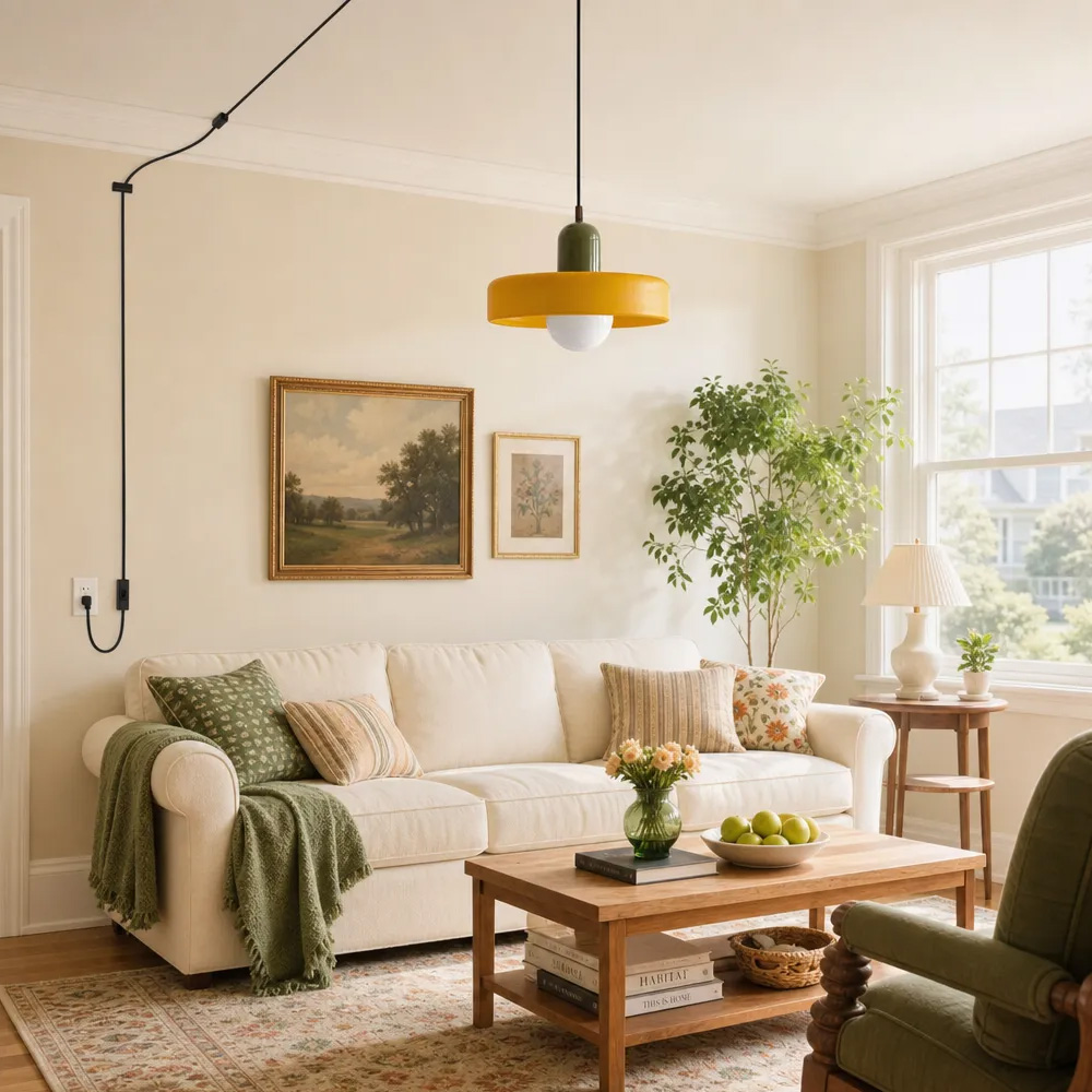 Bauhaus Colorful Glass Plug-In Pendant Light for Modern Rooms
