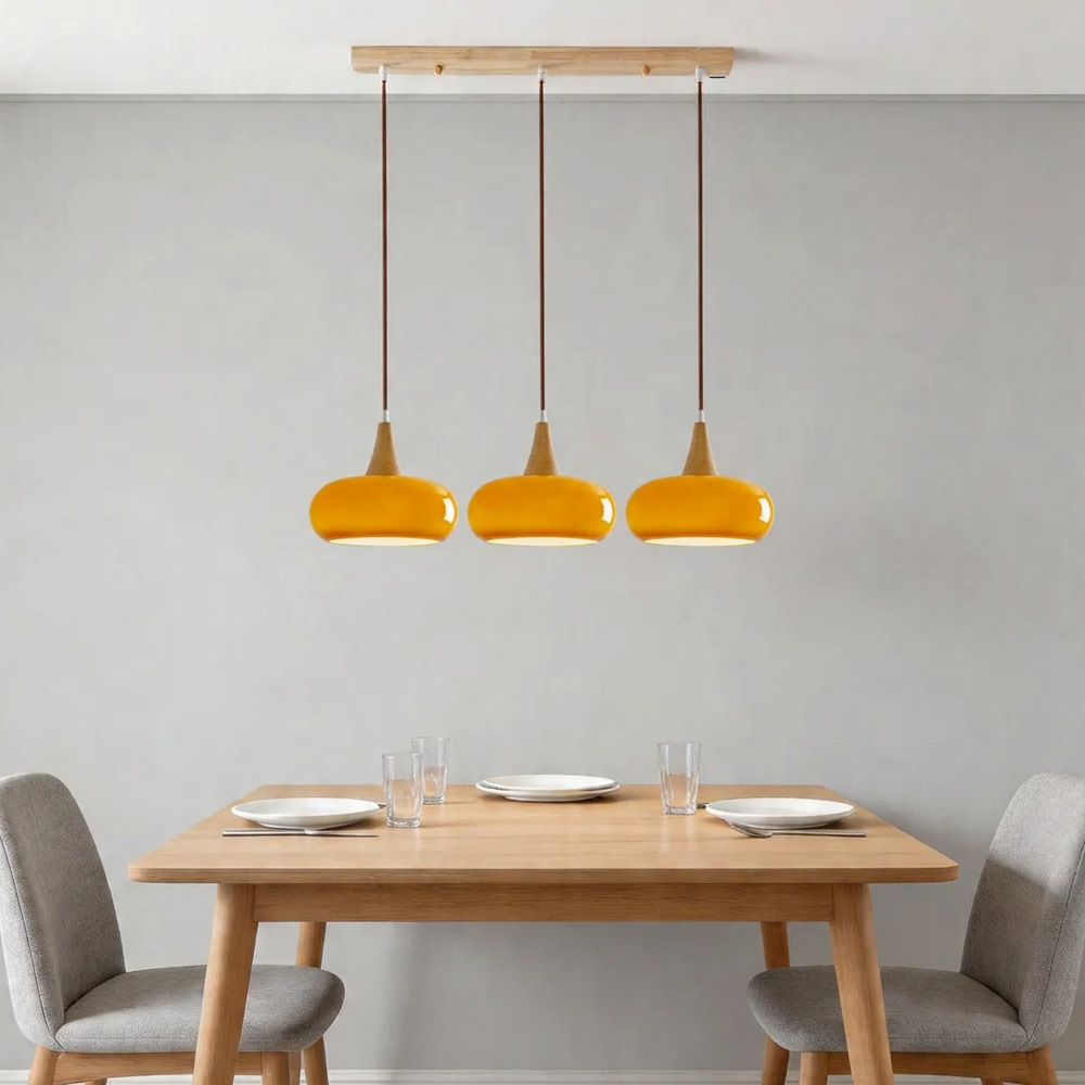 Nordic Minimalist Wood Cream Pendant Light for Bedrooms