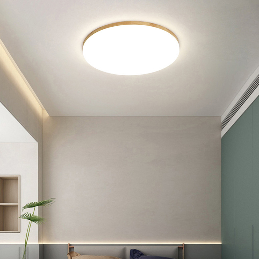 Scandinavian Wooden LED Square Flush Mount Ceiling Light 