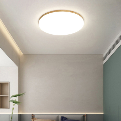 Scandinavian Wooden LED Square Flush Mount Ceiling Light 