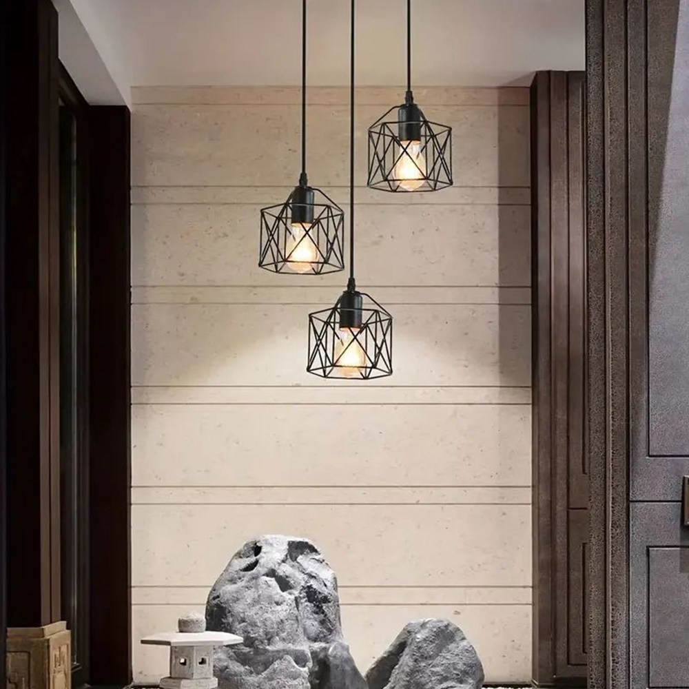 Industrial Black Iron 3 Light Pendant Light