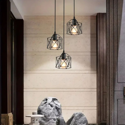 Industrial Black Iron 3 Light Pendant Light