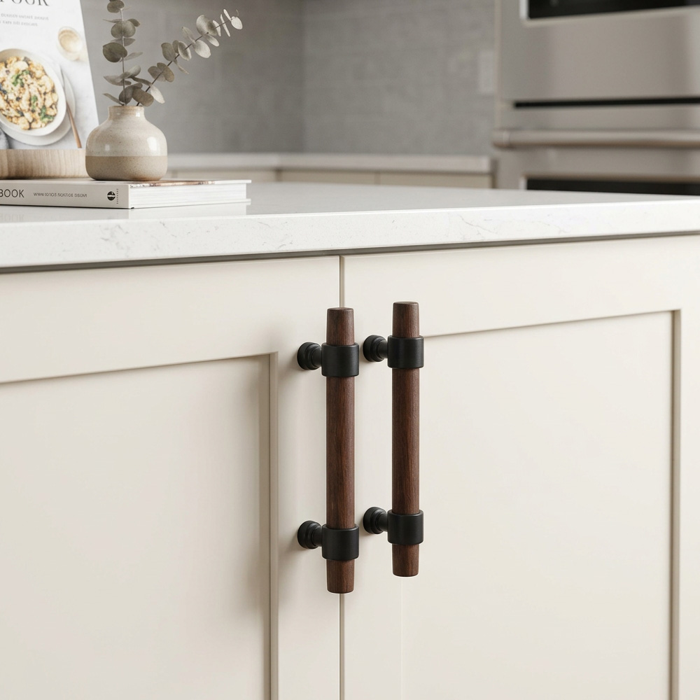 Modern Walnut Wood Decorative Drawer Pulls